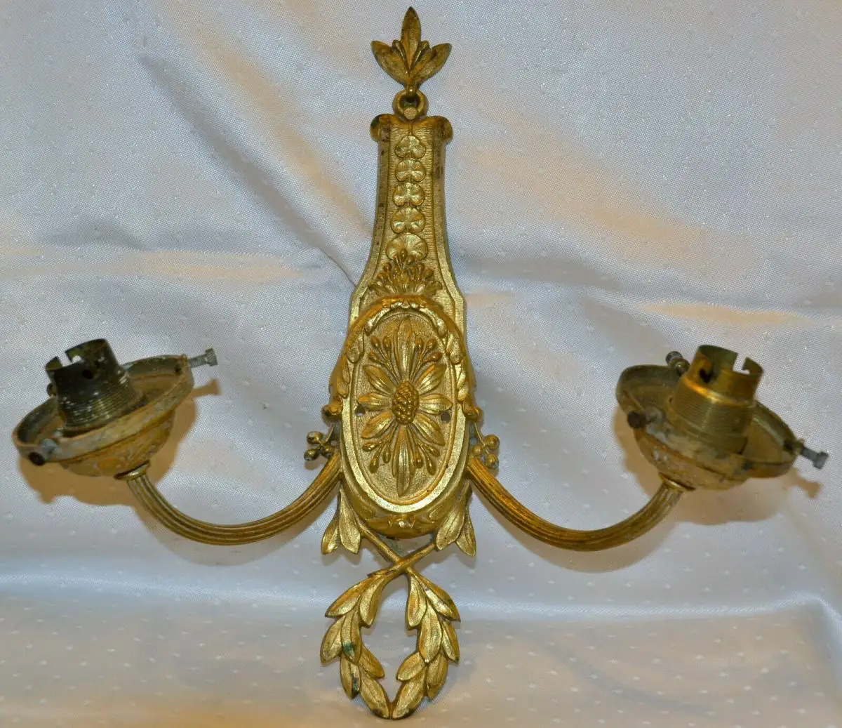 Wandlampe,zweiarmig,vergoldet,um 1900,wohl Großbritannien 3