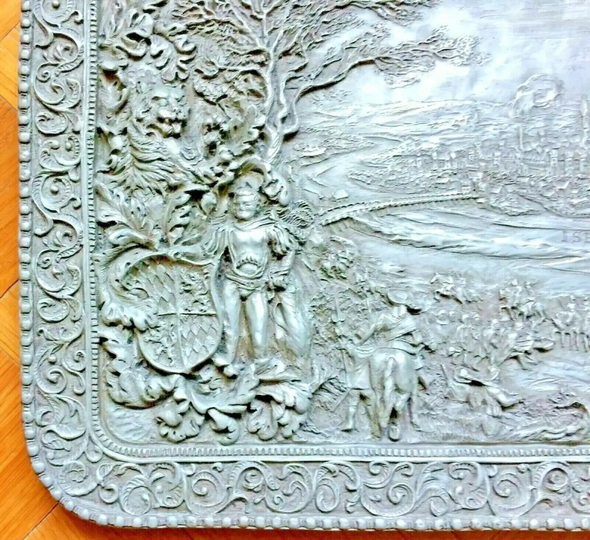 Zinn-Relief „München 1632 Schlüsselübergabe an König Gustav Adolf von Schweden“ 1