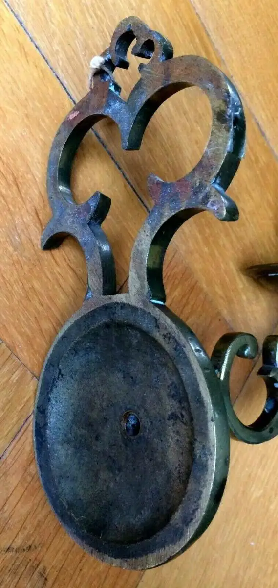 2 Wandkerzenleuchter aus Messing, 19.Jhd 4