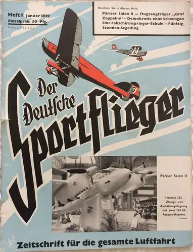 Der Deutsche Sportflieger - 9 Hefte des Jahrgangs 1939