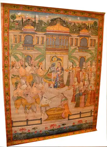 Rollbild,Thangka,Indien,19.Jhdt,Hochzeit ,Hochzeit Shivas und Parvatis