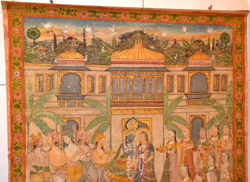 Rollbild,Thangka,Indien,19.Jhdt,Hochzeit ,Hochzeit Shivas und Parvatis