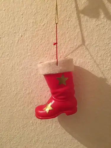 Weihnachtsschmuck, Stiefel mit Sterne, aus Plastik