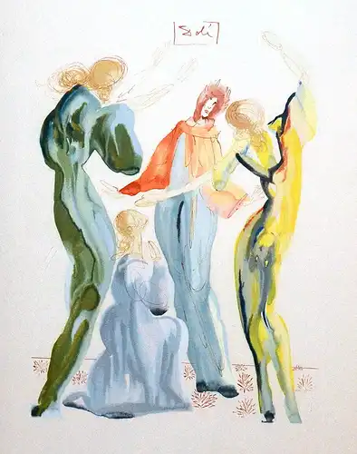 Lithografie, Salvador DALI (1904-1989) Dante et les servantes