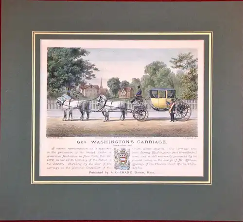 Farb Lithografie, 1872 ,Gen. Washington's Carriage, Daniels, J.H.