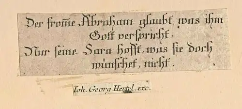 Kupferstich biblische Szene, Abraham -18. Jahrhundert von Johann Georg Hertel