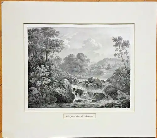 Lithographie „Vue prise dans les Apennins“ von A. Joly im Passepartout