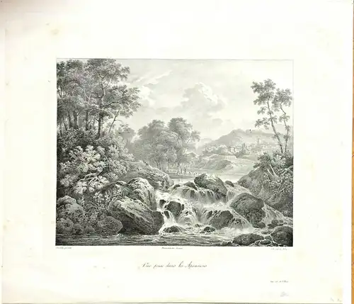 Lithographie „Vue prise dans les Apennins“ von A. Joly im Passepartout