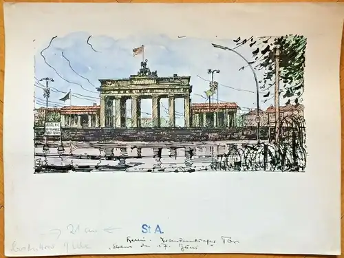 Berlin –  Colorierte Original-Tusche-Zeichnung von Karl Sally Bauer-Oltsch