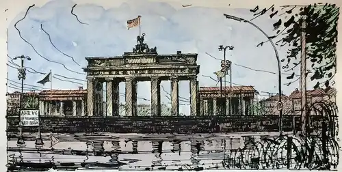 Berlin –  Colorierte Original-Tusche-Zeichnung von Karl Sally Bauer-Oltsch