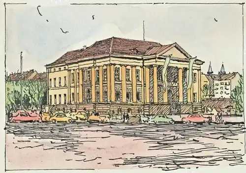„Das Prinz-Carl-Palais“ - Colorierte Orig-Tusch-Zeichnung von Bauer-Oltsch