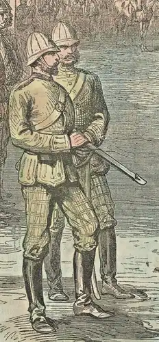 Holzschnitt um 1880, zeigt wohl Szene aus Zulukrieg 1879, Anthony Durnford