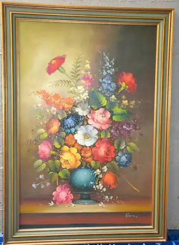 Ölbild,Blumenstrauß in einer Vase,gerahmt,1960,signiert Frome