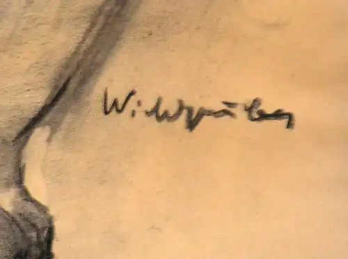 Zeichnung,Kohle,Tiger,signiert,(Wildgruber ??) wohl 1930