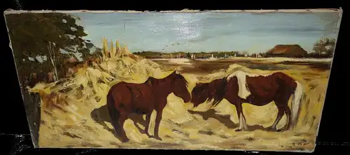 Ölbild,Pferde auf der Weide,ungerahmt,signiert:Leonid LAMM (1878-1926)Russland