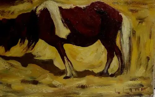 Ölbild,Pferde auf der Weide,ungerahmt,signiert:Leonid LAMM (1878-1926)Russland
