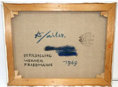 Ölbild,A.Sailer,1903.1987,Beerdigung Werner Friedmann,1969