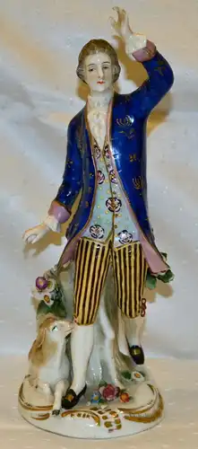 Porzellanfigur,Rokoko Mann,polychrom,um 1900,Hand beschädigt,Thüringen