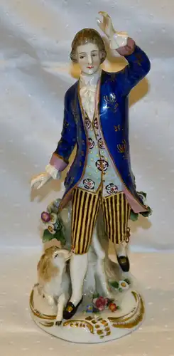 Porzellanfigur,Rokoko Mann,polychrom,um 1900,Hand beschädigt,Thüringen