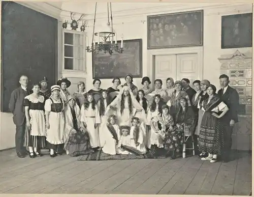 Sehr altes Photo einer Theatergruppe, Koleschowitz, Tschechoslowakei 1924