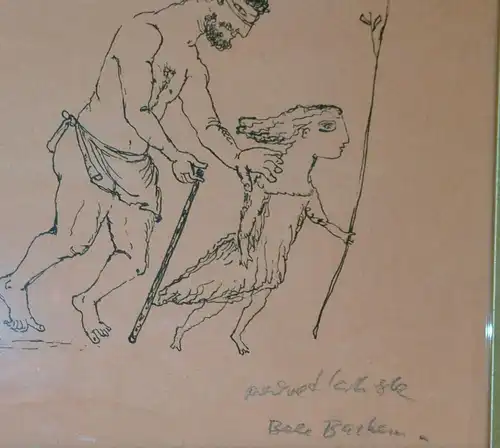 Orig.-Lithografie,Bele Bachem Ödipus Wanderweg mit der Tochter,gerahmt