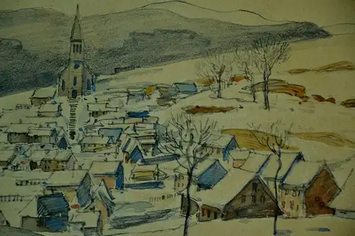 Kohlestift u.Aquarell,Dorf, Heinz Lembke,1885-1959,