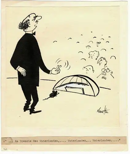 Original-Tuschezeichnung – Cartoon,Alexander Knuth, 1950er Jahre, Bühne,Theater