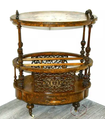 Barwagen,"Canterbury Tisch"Nußwurzelholz,England,1860