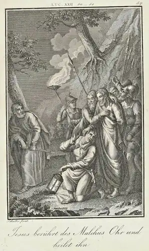 Kupferstich „Jesus berührt des Malchus Ohr“ von Charles Louis Schuler 1810