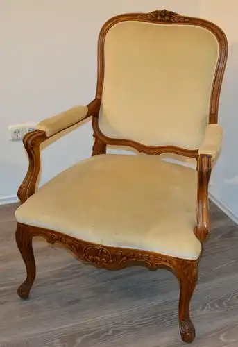 Möbel,Sessel,Rokoko-Stil,Eiche, wohl um 1850,helle Polsterung