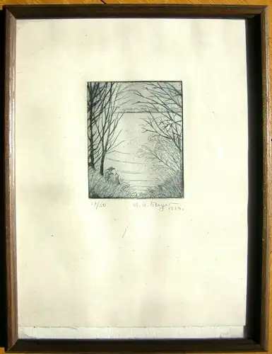 6 kleinformatige Radierungen signiert „W. G. Meyer 1924“ gerahmt hinter Glas