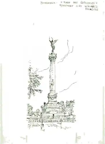 MONUMENT AUX GIRONDINS - Original-Tusche-Zeichnung von Karl Sally Bauer-Oltsch