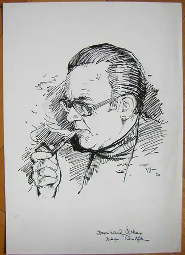 BERNHARD ÜCKER - Original-Tusche-Zeichnung von Karl Sally Bauer-Oltsch