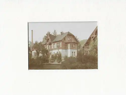 Antike Fotografie, koloriert, F. Pietschmann, Landshut, Fachwerkhaus, um 1900