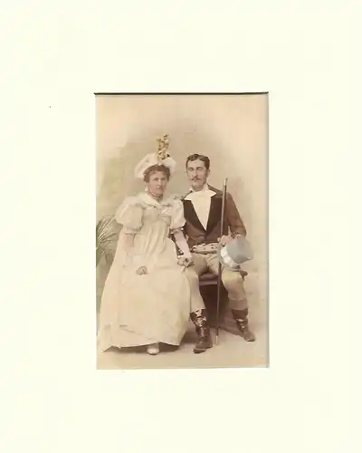 Antike Fotografie, koloriert, Karl Meckens, Ehepaar, Ulm 1899