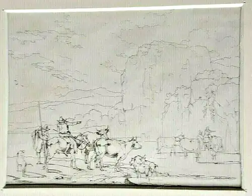 Viehtrieb mit Hirten,Lithografie,Biedermeier, im Passepartout, 34cm x 28 cm