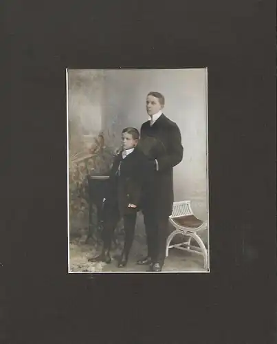 Antike Fotografie,Foto, A. Friedrich,München, Vater u.Sohn,koloriert,um 1900