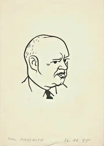 Original-Tuschezeichnung – Portrait  PAUL HINDEMITH von Alexander Knuth