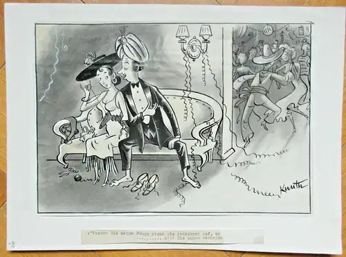 Original-Tuschezeichnung – Cartoon von Alexander Knuth, Thema: Silvester