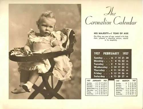 The Coronation Calendar 1937 zur Krönung von König Edward VIII von England