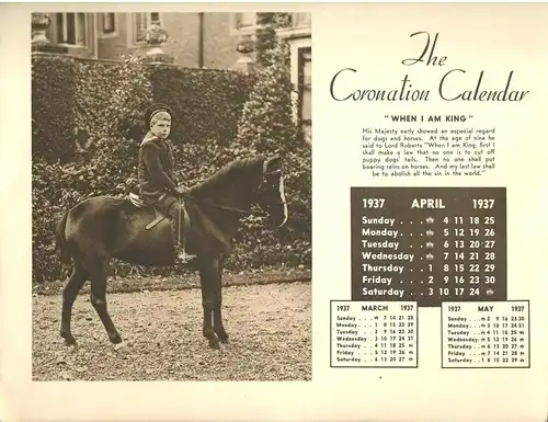 The Coronation Calendar 1937 zur Krönung von König Edward VIII von England