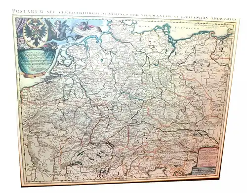 Landkarte,Nell,Johann Peter:Post-Charte durch gantz Teutschland,gerahmt,20.Jhdt