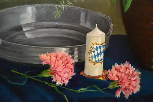 Ölbild/Gemälde,Hans Schallweg,20.Jhdt,Blumenbild,aufwendiger Rahmen,s.dekorativ