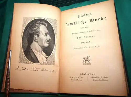 Platens sämtl. Werke,4 Bände,Einleitung Karl Goedeke. Cottasche VB,Stuttgart