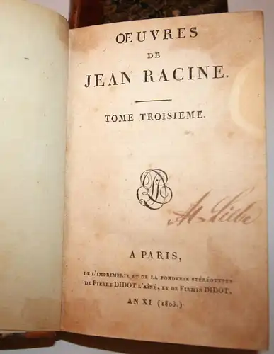 Jean Racine - Oeuvres - 3 Bände - 1803, Verlag Didot, Paris,Sprache:Französisch