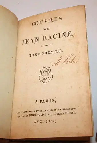 Jean Racine - Oeuvres - 3 Bände - 1803, Verlag Didot, Paris,Sprache:Französisch