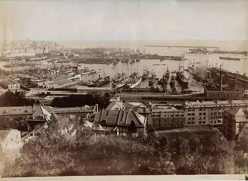 Fotografie, Genova, Panorama del porte da S. Rocco, ca Ende des 19. Jahrhunderts