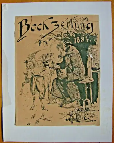Plakat oder Titelseite der "Bockzeitung" 1884 - Zeichnung von Moritz Röbbecke