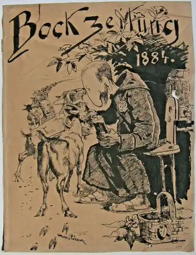 Plakat oder Titelseite der "Bockzeitung" 1884 - Zeichnung von Moritz Röbbecke