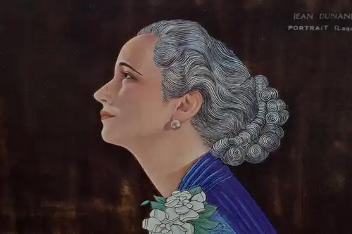 Prägedruck,gelackt(Laque),Jean Dunand,Portrait der Madame Agnes,ca.1920,gerahmt